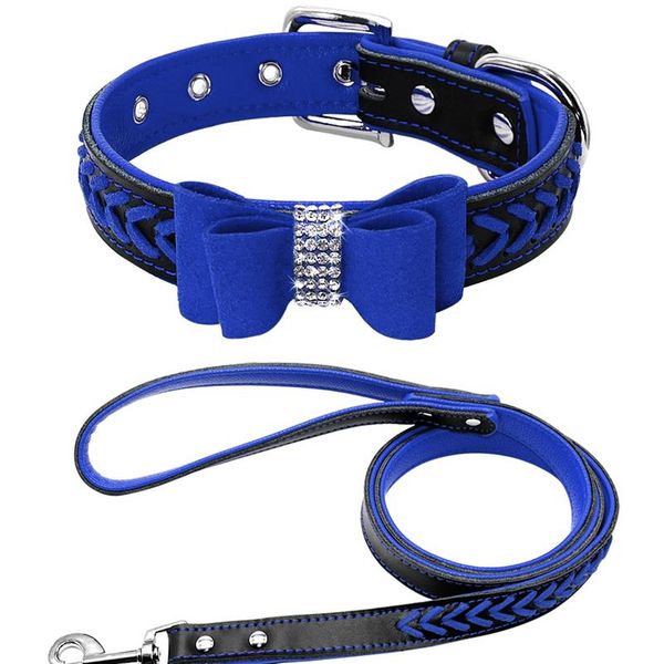 

cute rhinstone small puppy cat dog collar leash set braided bowknot collars lead for small medium dogs chihuahua yorki wmtpmi