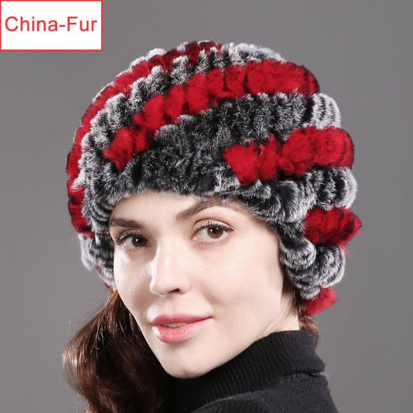 

winter russian women real rex fur hats handmade knitted genuine rex fur cap warm quality beanies hat, Blue;gray