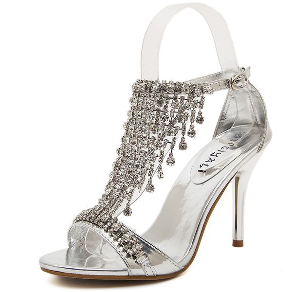 

2021 new flat-heeled sandals, star-studded banquet wedding shoes, , rhinestone sandals. stu9, Black