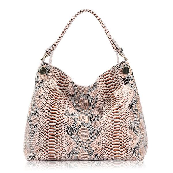 

new women's casual fashion handbag second layer cowhide snake texture bag large capacity wild bag