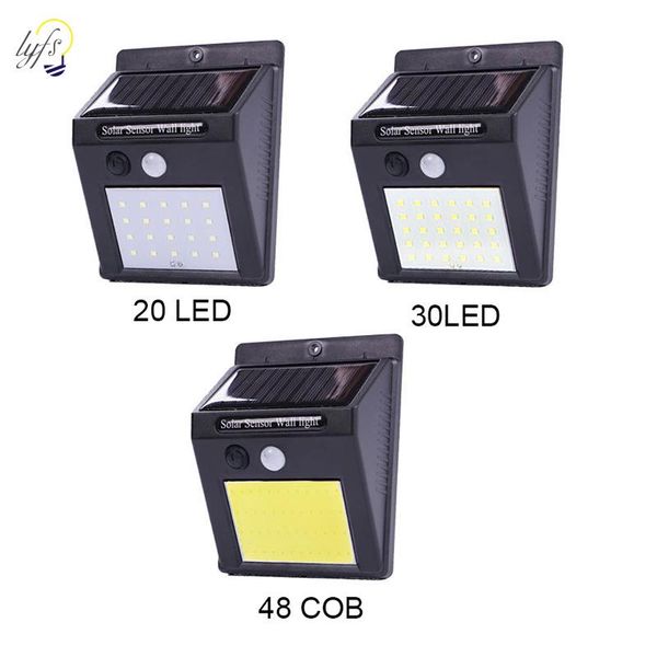 

20 30 48 led солнечный свет лампы открытый сада лампы украшение датчика движения pir ночь безопасности настенный светильник водонепроницаемы