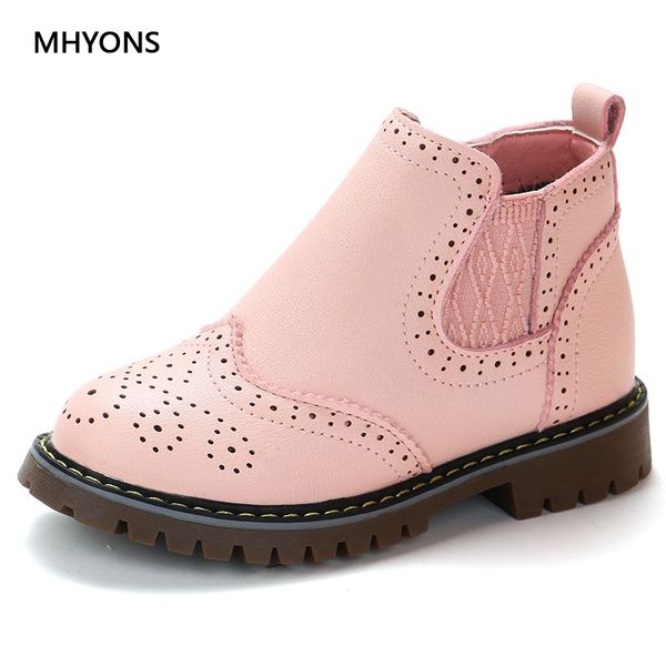 

spring autumn 2019 girls pink short children martin handmade leather boots toddler shoes kids sneakers, Black;red