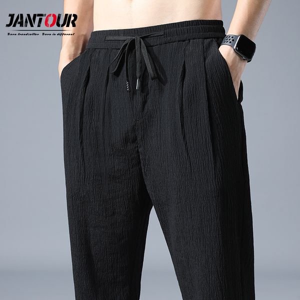 

men 2020 summer thin pants pants mens casual hip hop safari style joggers male high street clothes trousers size 28-38 c1018, Black