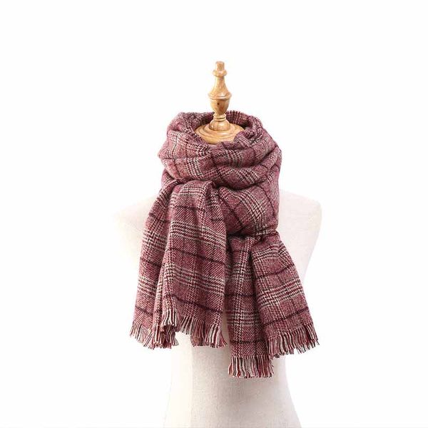 

houmdstooth the wool soinning scarf sweet style scarf windproof and thickened scarf tassel shawl, Blue;gray