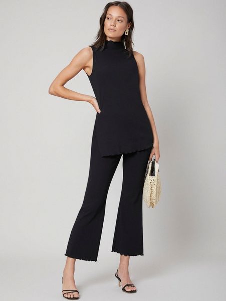 

motf premium cotton blend slit & pants set e2rb#, White