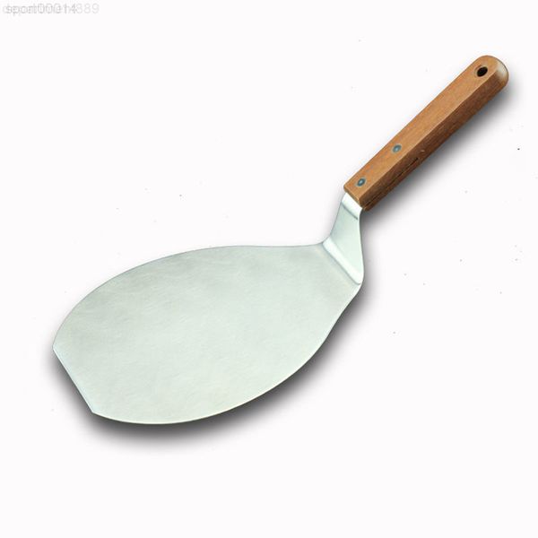 

d-50pcs wood handle stainless steel cake lifter server cookie spatula big pizza shovel baking tool accessories za4901