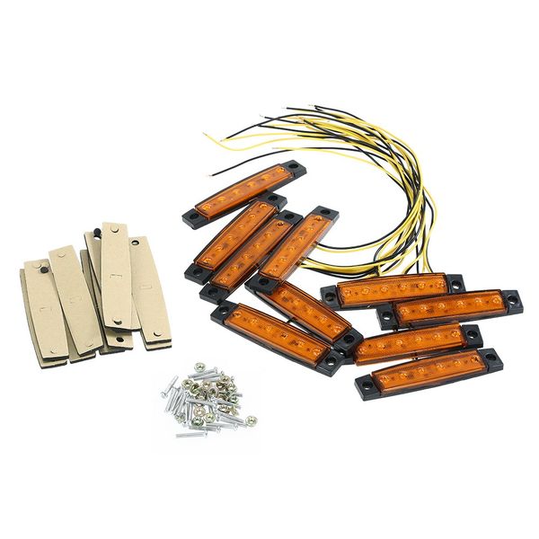 

10x 12v 6 led amber side marker light indicator for truck bus boat rv lorries jeep suv white