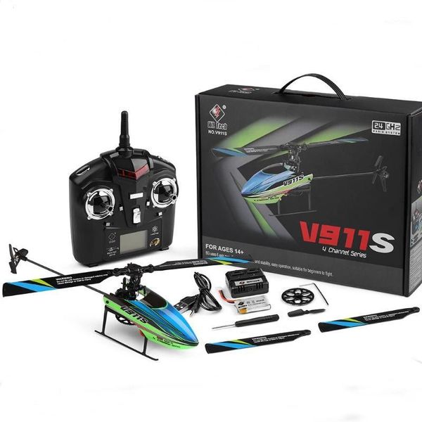 

wltoys v911s 4ch 6g 6-aixs gyro single propelller non-aileron rc helicopter with gyroscope remote controller rtf chilren toys1