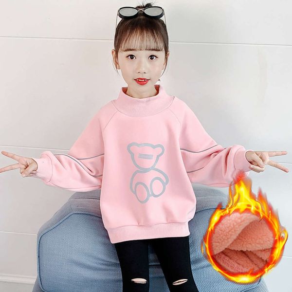 

plush new wtern sle girls' thickened sweater bottom coat children's winter warm et cartoon luminous bear 7fm9, Black