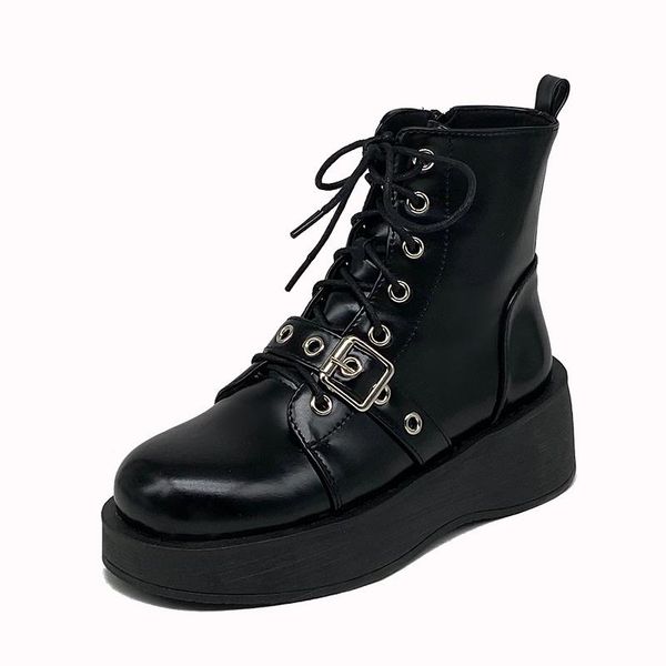 

pu leather women ankle boots autumn rivet buckle short boots for ladies flat fashion woman black winter punk motocycle shoes