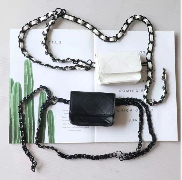 Marsupi Marsupio da donna Luxury Black White Chain Shoulder Crossbody Chest 2022 Fashion Lady Mini marsupio in pelle Designer Brand