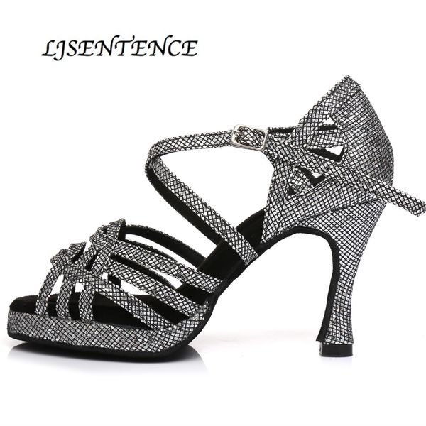 

мода silver black satin женщины ультра высокие каблуки 10см латинской танцевальной обувь водонепроницаемой платформы повышена партия обувь k