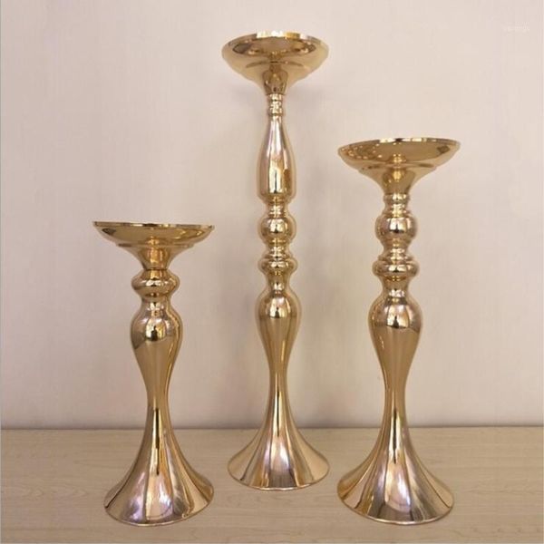 

gold candle holders 50cm/20" metal candlestick flower vase table centerpiece event flower rack road lead wedding decoration1