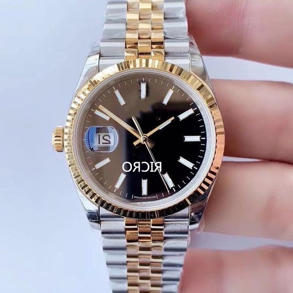 

luxury ew factory fashion women's watch 36mm tooth ring luminous nail equipped with 3235 automatic mechanical movement 904 steel, Slivery;brown