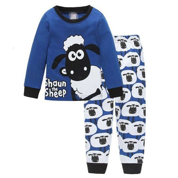 

children's clothing boy's cartoon long sve lamb household suit pajamas k187, Blue;red