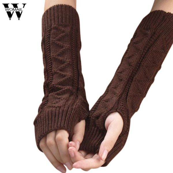 

five fingers gloves amazig 2021 solid color long mitten women knitted fingerless winter funs29, Blue;gray