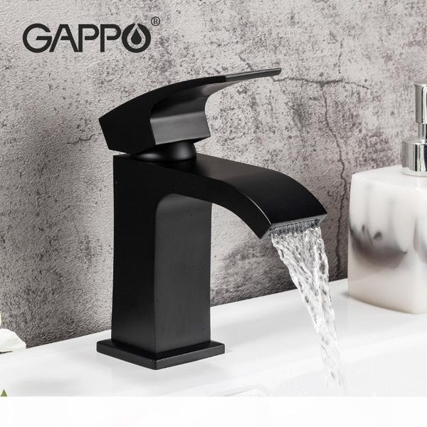 

гаппо черный кран ванной смеситель torneiras водопад смесители бассейна ванной холодной горячей воды латунных смесителей одной ручкой кран