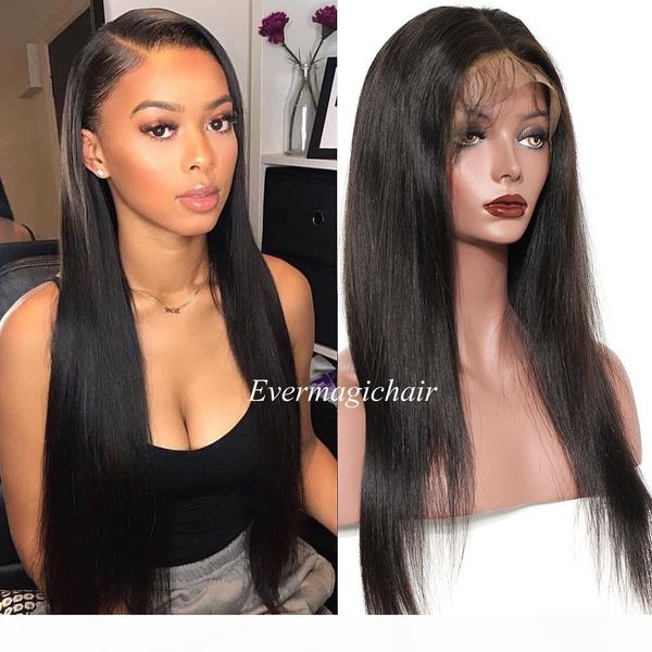 

natural color full lace wigs straight human hair brazilian peruvian malaysian indian straight lace front human hair wigs with baby hair, Black;brown