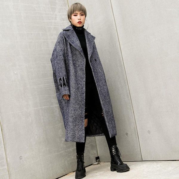 

2018 autumn winter coats and jackets women wool coat new fashion long woolen coat double breasted loose female woolen1, Black
