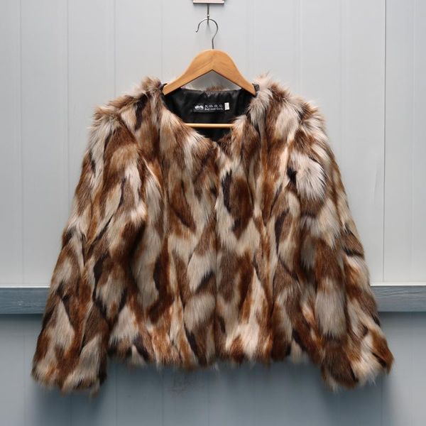 

women's fur & faux s-6xl fashion autumn and winter overcoat mixed color imitation short coat, Black