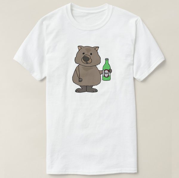 

sport 2019 printed men t shirt cotton short sleeve funny wombat drinking bottle of beer cartoon t-shirt women tshirt