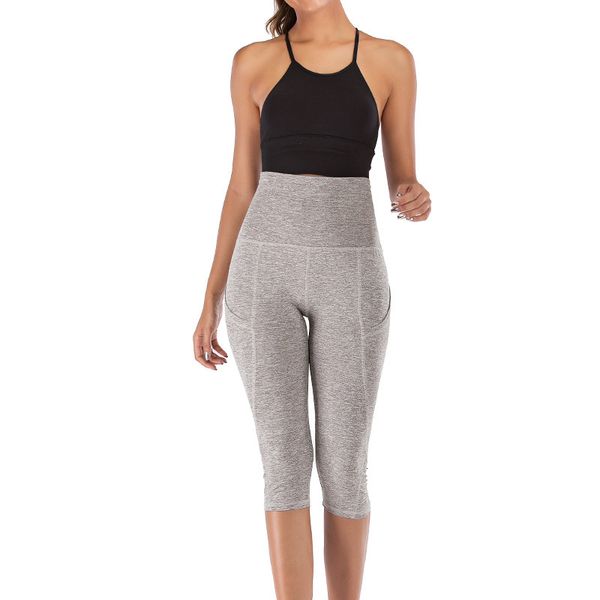 

new 2020 summer solid color capris thin pregnant women's leggings yoga pants, Black