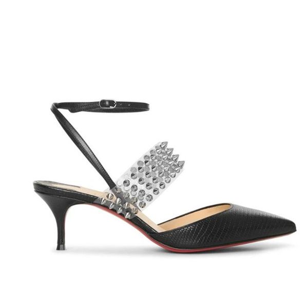 

подлинный box] luxury женская высокие каблуки левита лодыжки ремень slingback sexy сандалии точка toe pumps пвх lady party wedding eu35-43, Black