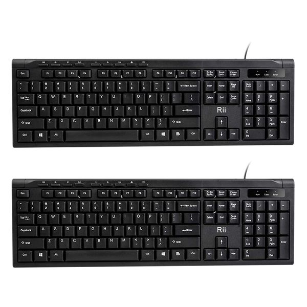 

rii 2pcs ultra-slim compact usb wired keyboard for mac and pc,windows 10/8 / 7 / vista/xp for business office