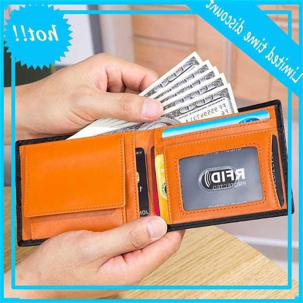 

11.5x1x9cm rfid blocking slim wallet for split leather men wallets with coin pocket 3 color