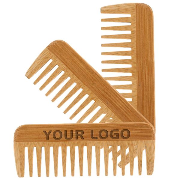 

2021 50pcs customize logo premium bamboo combs beard combs anti statics hair comb for men & women, Silver