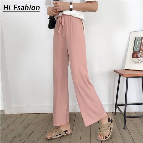 

women's pants & capris high waist women korean style loose casual ankle-length 2021 spring summer elastic straight trousers p4201, Black;white