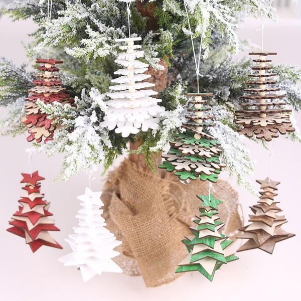 

new three-dimensional wooden christmas tree hanging decoration festive party supplies1