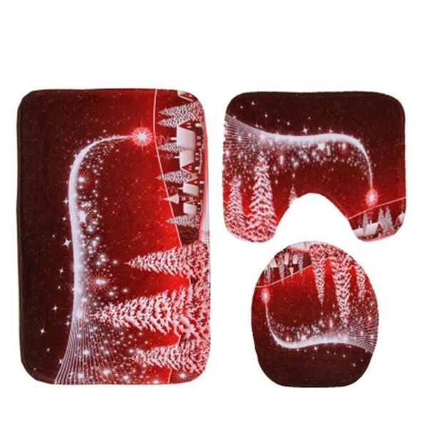 

santa claus toilet seat mat rug christmas decoration cartoon pattern pad 3 pcs/set water absorption and skid proof carpet tapis de 8ojgu