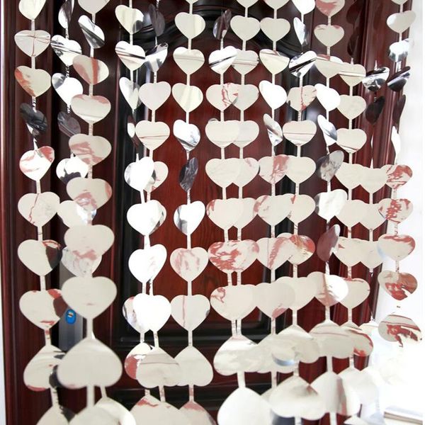 

party decoration 180*100cm metallic foil tinsel fringe gold silver heart shaped rain curtain for wedding birthday backdrop decor po prop