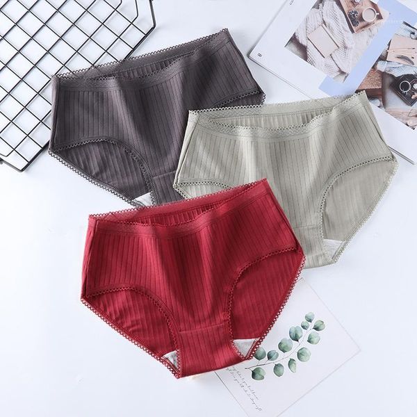

women's panties 3pcs women lady cotton underwear girls breathable seamless high waist briefs cute lingerie intimates1, Black;pink