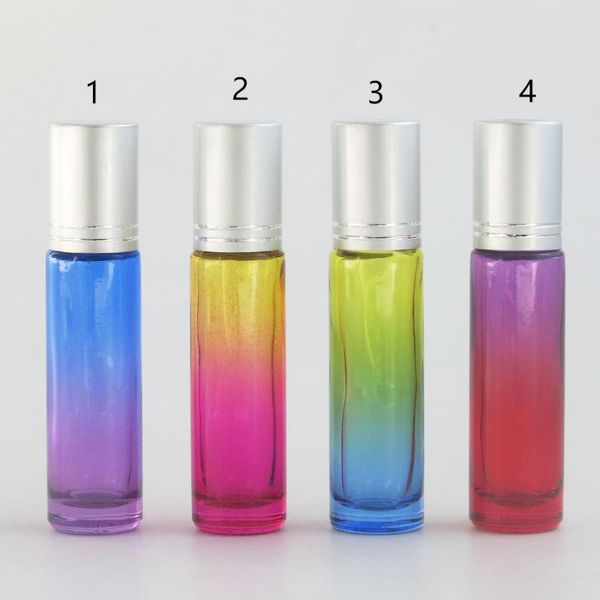 

storage bottles & jars 24pcs x 10ml gradient color thick glass roll on essential oil empty parfum roller ball travel use necessaries