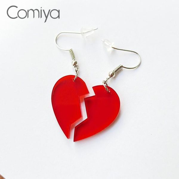 

Comiya Drop Earrings For Women Red Color Acrylic Heart Pendant Brincos Fashion Jewelry Feminino Korean Dangle Earring Bijoux, Silver