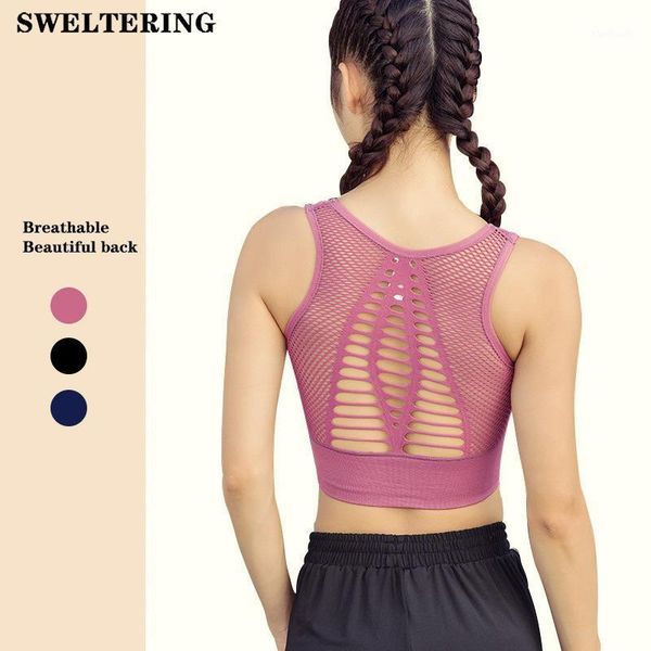 

gym clothing seamless sports bra fitness women hollow out running crop workout padded yoga high impact activewear 20211, White;black