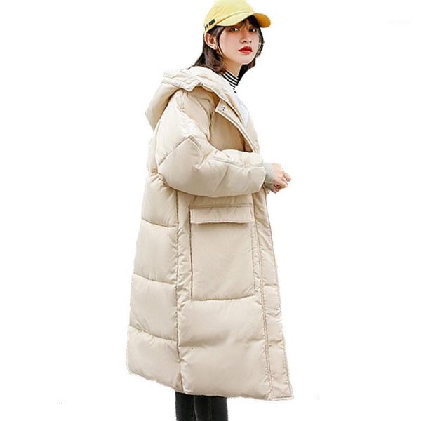 

women's down & parkas 2021 korean style winter jas women hooded with two large bags solid female long park wet jacket1, Black