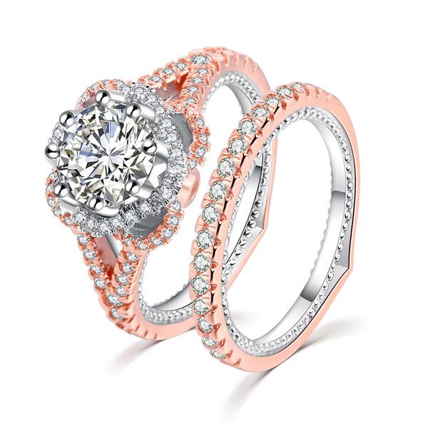 

ring luxury european and american women's square diamond zircon alloy ring silver plated couple rings