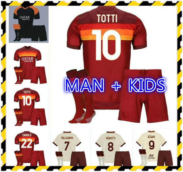 

new kids 20 21 dzeko totti soccer jersey 2020 2021 zaniolo kolarov kluivert el shaarawy football shirts, Black