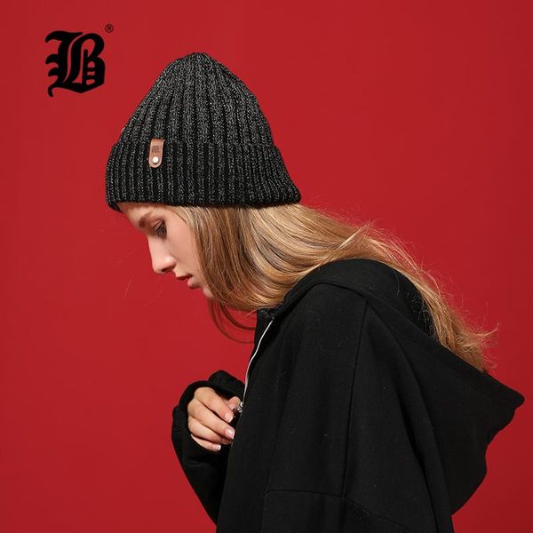 

flb] женские шапки женщины шерсть повседневная осень зима новый двухслойный толстая 2018 вязаные девушки skullies шапочки caps 17039 sqcnga, Black;white