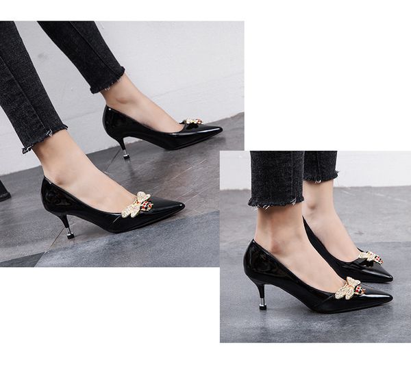

new arrival spring autumn fine-heeled leather high heel black color lj201112
