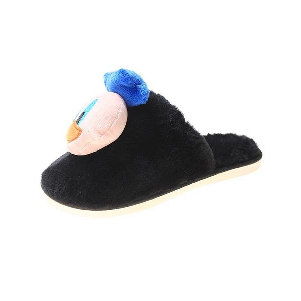 

autumn and winter new cartoon cartoon slippers home indoor couple parent-child women slippers shoes size 36-41, Black