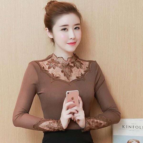 

women's blouses & shirts autumn winter bottoming woman korean bodycon blouse long sleeve, White