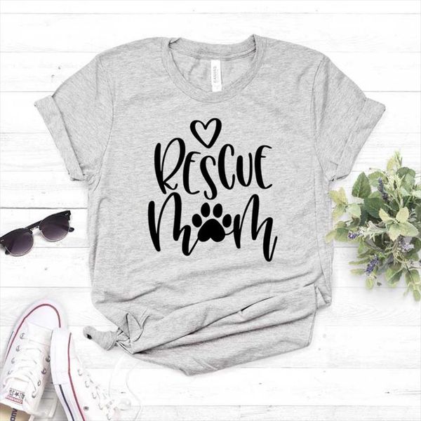 

rescue mom dog cat paw print women tshirt cotton casual funny t shirt for lady girl tee hipster drop ship 345, White