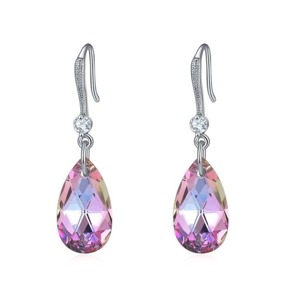 

dangle & chandelier moonrocy silver color crystal earrings hook waterdrop blue colourful for women girls trendy jewelry gift drop party