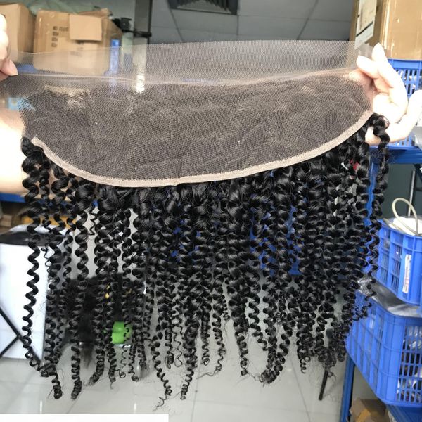 

бразильский lace фронтальная 13x4 размер бразильский kinky завитые богородица человеческих волос фронтальная pieces natural color бесплатная, Black;brown