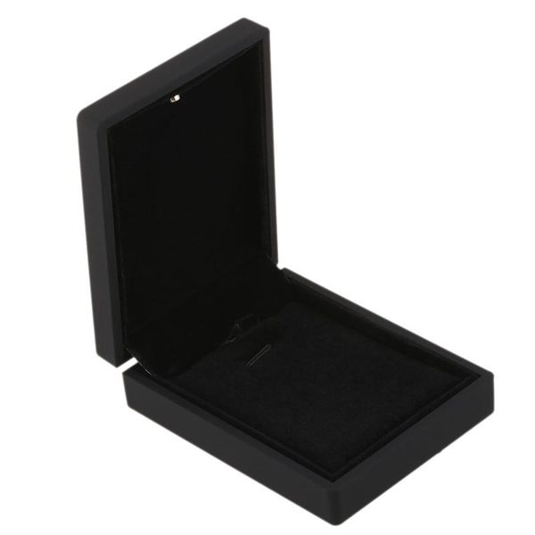 

led lighted necklace box rubber + plush pendant case for jewelry display wedding valentine's day gift, Pink;blue