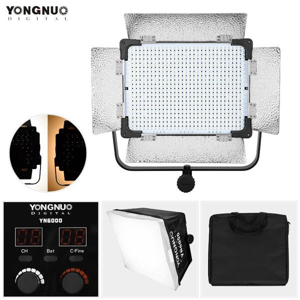 

yongnuo yn6000 professional led video light dimmable 3200k-5500k pgraphy lamp for studio interview action static shooting